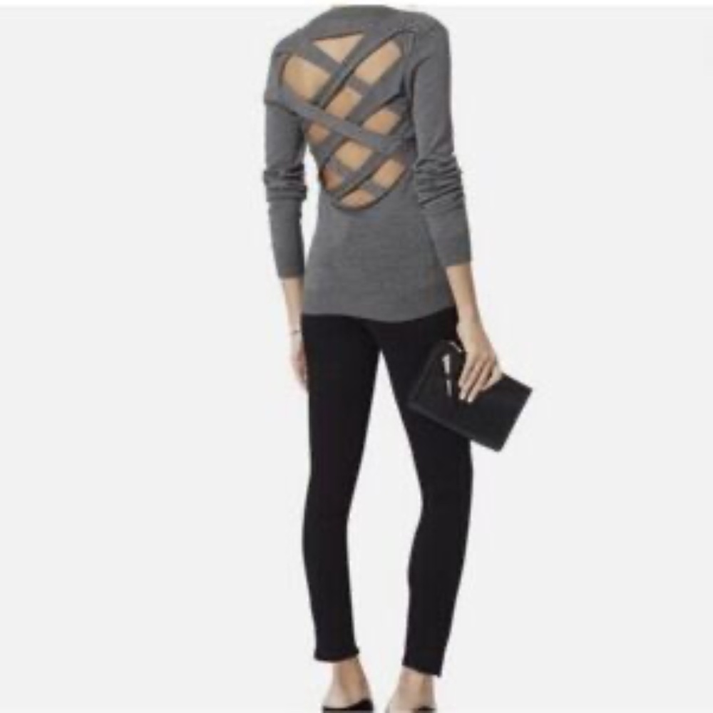 A.L.C.Merino Wool Criss Cross Back Scoop Neck Sweater